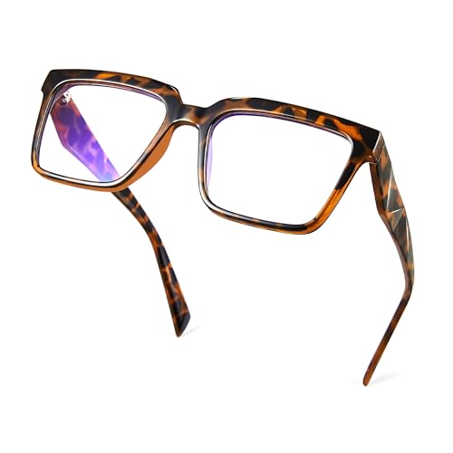 Image of Blue Light Blocking Glasses for Women Men, Square Thick Frame Anti Eyestrain & UV Glare JF6218
