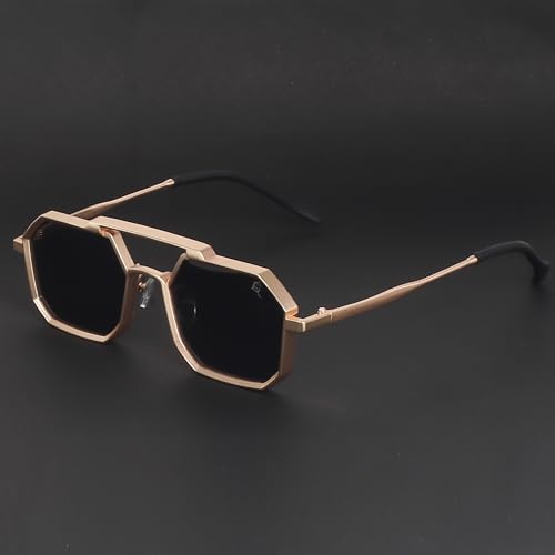 Image of FUNGLASSES Hexagon Round Sunglasses Metal Frame Stylish Goggles For Men's and Women's