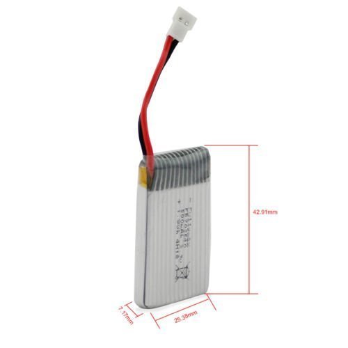 Batterie Lipo 3.7V 500mAh YUNIQUE – Compatible Syma X5, X5C, Cheerson CX-30W – 45x25x9 Mm, 16g – Rechargeable