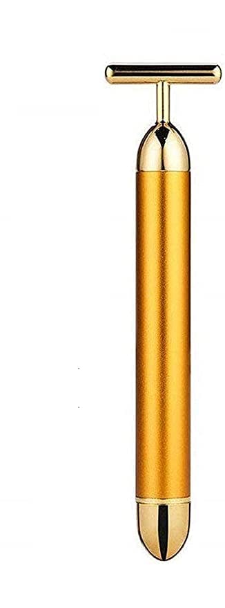 T-Shaped 24K Gold Energy Beauty Bar Electric Vibration Massage/Waterproof Face Skin Care T-Shaped Anti Wrinkle Facial Massager for Skin care,Neck Clavicle Arm Leg & All body[GOLD] ]-image-6
