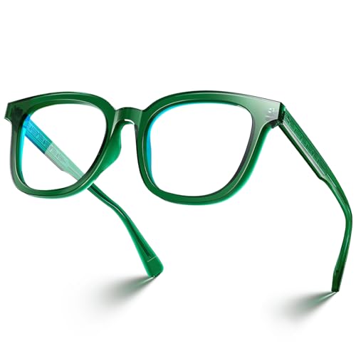 Image of VISOONE Square TR90 Lightweight Anti Glare UV400 Gaming Computer Glasses | 99% Digital Screen Filter Non-Prescription Clear Lens Oversized Frame Trendy Fashion Blue Light Blocking Women Men NOE