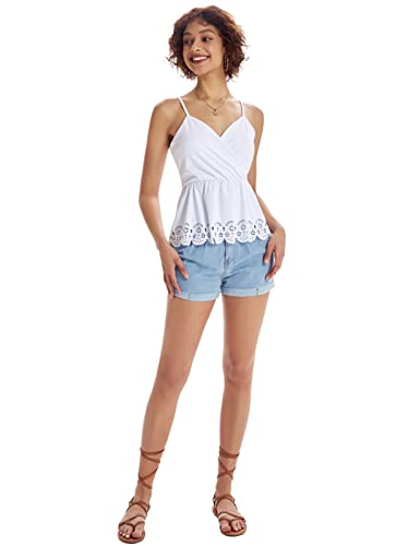 Grace Karin White Blouse For Women Sleeveless Knit Cami Peplum Top Sleeveless Tunic Tops Xl #TOP4