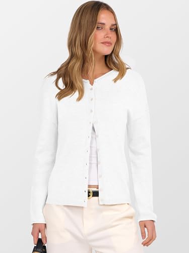 ANRABESS Cardigan Sweaters for Women Oversized Button Down Long Sleeve Cardigans 2026 Spring Outfits Travel Holiday Clothes White Small — view 2