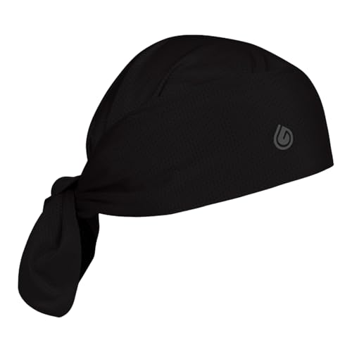Gymwrap Full Triangle 2.0 - Moisture Wicking Headwrap Tri-Layer EvapoCOOL Ventilation Technology Adjustable Tie Head Sweat Stopper Cooling Bandana Workout Hair Wrap for Sports and Gym - Black
