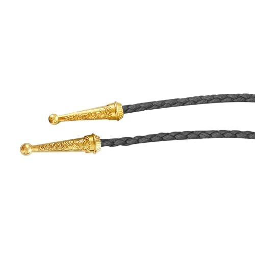 Image of Daisy Del Sol Gemstone Bolo Tie Braided Vegan Faux Leather Natural Stone Gold Handmade Necklace Adjustable Boho Western Jewelry