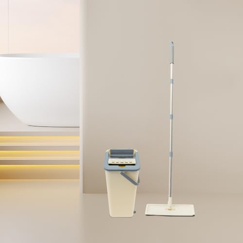 Flachmopp und Eimer-Set Wischmopp Set mit Eimer Mopp-Eimer-Set für die Bodenreinigung wischmopp Set Eimer bodenwischer wischer mop putzeimer Boden wischmop wischeimer(Beige) – Bild 7