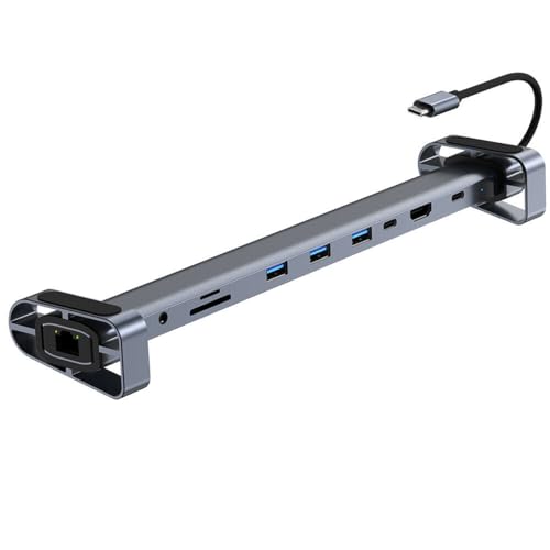 Bolwins H36CS 10-in-1 USB-C Hub Dockingstation mit HDMI 4K, Ethernet, USB-C Stromversorgung, 3×USB-3.0 Ports, SD/TF Kartenleser & 3,5mm Audio — kompatibel mit MacBook Pro/Air