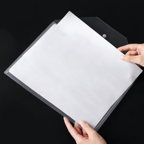 Sobres de plástico transparente A4 con botón para organizar documentos en pack de 20 unidades 5