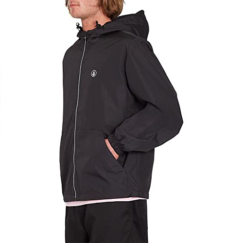 Volcom Men's Phase 91 Hooded Water Resistant Windbreaker Jacket, Black 1, Large #TOP6