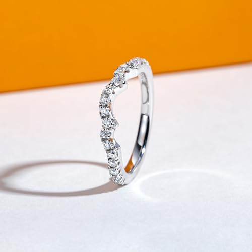 Moissanite Wedding Band Half Eternity Rings D Color VVS1 Clarity Round Cut Ring Enhancer S925 Sterling Silver Curved Stackable Anniversary Bands for Women with Certificate3