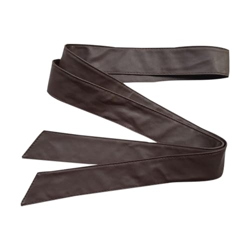UUYYEO 180cm PU Leather Belt Long Sash Belt Women OBI Belt Waist Band Waistband Belts Overcoat Belt Replacement Brown