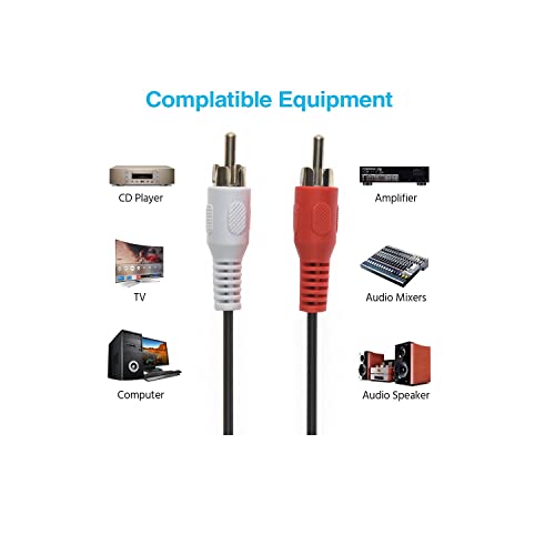 2 Rca Male To Rca Male Audio Extension Cable 12 Feet (Red & White), Cne63126 #TOP3