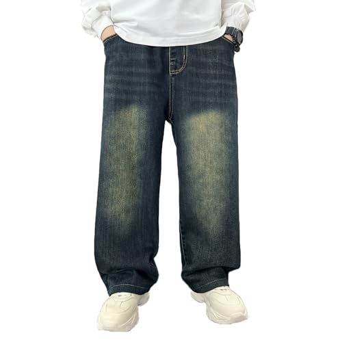 Boys Baggy Jeans Kids Casual Wide Leg Cargo Jeans Elastic Waist Denim Pants with Pockets Y2k Pants Loose Trousers 4-14 Years