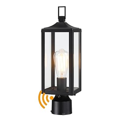 17 Inch Outdoor Lamp Post Light Dusk to Dawn Outside Lamp Posts Outdoor Lighting Exterior Gate Post Lights Photocell Pillar Lantern
