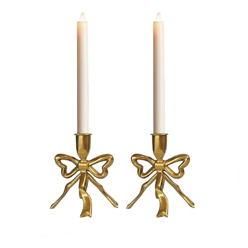 El Mejor Listado de Candelabros y portavelas para comprar online. 48 Remenna - Juego de 2 portavelas de arco dorado moderno, candelabros de metal para velas cónicas, juego de portavelas decorativos para mesa, mantel, para boda, cena, fiesta,...