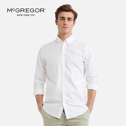 MCGREGOR Luxury Men's Oxford Dress Shirt – Button Down Long Sleeve, Regular Fit, Stretch, Casual & Business3