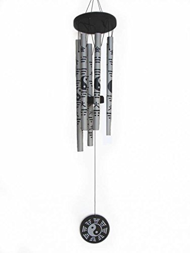 Ripe India Feng Shui Om Vastu Five Pipe Wind Chime for Balcony Window and Om Wind Chime Silver Color Positive Energy