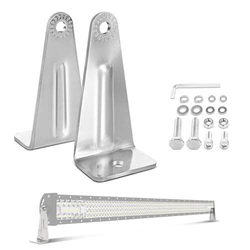 Image of Light Bar Mounting Brackets Universal Side Brackets for M6 Holes | Heavy Duty Stainless Steel Light Bar Brackets for Straight or Curved LED Light Bar Up to 54 Inch