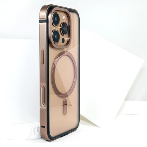 Coque iPhone 16 Pro Max désert en métal brossé et dos transparent chic