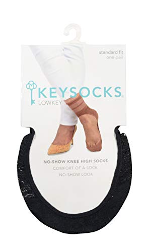 KEYSOCKS Women's LOWKEY No Show Socks for Women - The Metallic Magic: No-Slipping - Low Cut Keys (Ankle) Socks, One Size, Black
