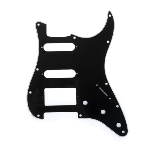 Musiclily Pro 11-Hole Modern Style Strat HSS Pickguard for American Stratocaster Guitar 3Ply Black