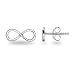 SPOIL CUPID Rhodium Plated 925 Sterling Silver Classic Infinity Symbol Plain Silver Stud Earrings