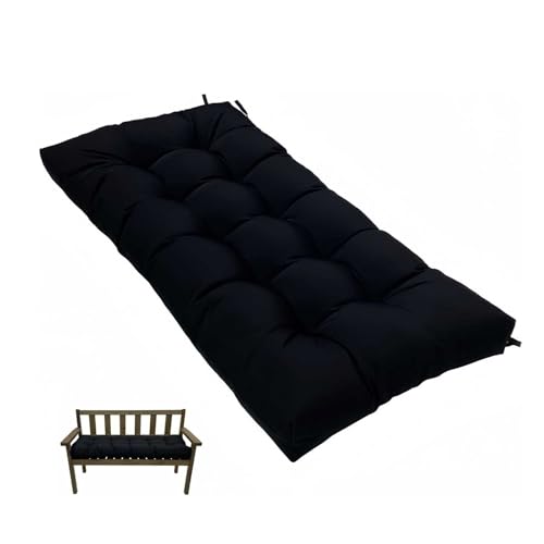 Genérico Cojín para Banco de Jardin,cojín Exterior Impermeable Cojines para palets Cojines para tumbonas de Exterior,para Patio Jardín Mecedora O Columpio (Black, 130 * 50cm)