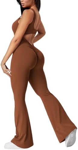 VOYJOY Sleeveless Flare Jumpsuits For Women Padded Sexy Backless ...