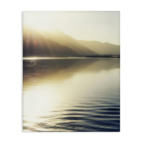 'Quiet Mountain Lake Water Ripples Sunrise Rays'| Canvas Art