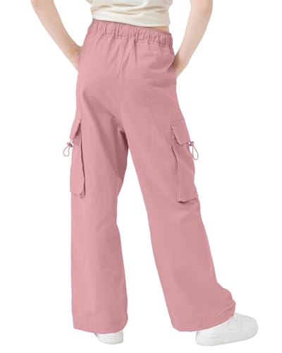 Image of AOWKULAE Girls Cargo Pants Casual Drawstring Jogger Sportswear Parachute Pants