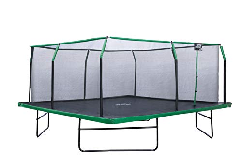 Upper bounce Square Trampoline Set Premium topring Enclosure Safety pad – Outdoor Gymnastics Trampoline Kids | Supports up 500 lbs Ground Trampolines – Black/Green