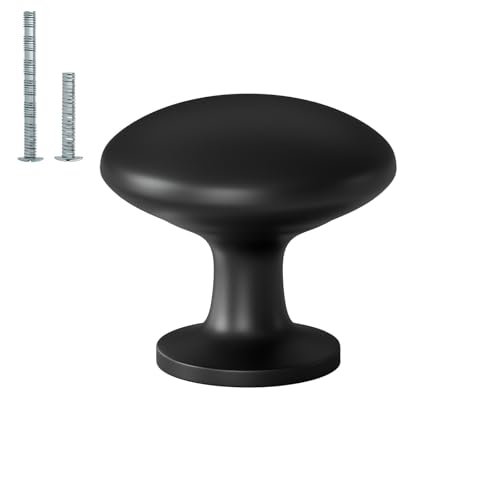 homdiy 12 Pack Black Round Drawer Knobs Solid Zinc Alloy Cabinet Knobs Kitchen Drawer Pulls for Bathroom, Closet, Wardrobe