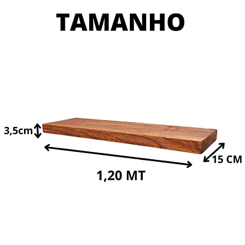 Prateleira Maciça Suporte Invisível Madeira Grossa 1,20x15CM