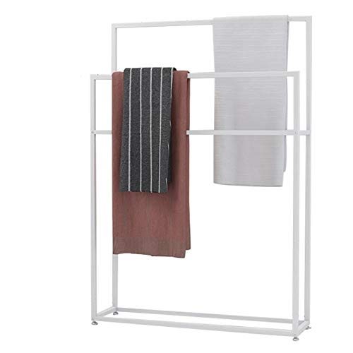 Handtuchhalter stehend Metall, handtuchständer freistehend, Baden Handtuchständer mit 3 Handtuchstangen, Badaccessoire und Kleiderbutler white-85x20x110 Cover
