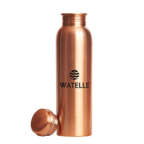 WATELLE Premium Pure Copper Water Bottle With Ayurvedic Health Benefits Lacquer copper bottle set for Travel and office, 1000 ml, Set of 1 (B098GKP8YC) Amazon Price History, Amazon Price Tracker