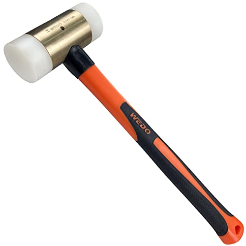 WEDO Martillo de nailon mazo sin chispas de doble cara con mango de fibra de vidrio bronce de aluminio
