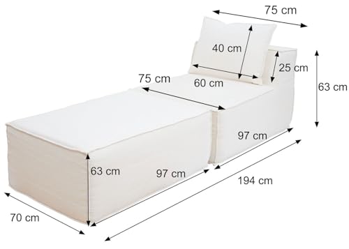 Mendler Chaise Longue/Accesorios para Sofá HWC-O54, Sillón otomana Recamiere, Tela/Textil (300 g/m²) 63 x 75 x 194 cm - Gris Oscuro - imagen 2