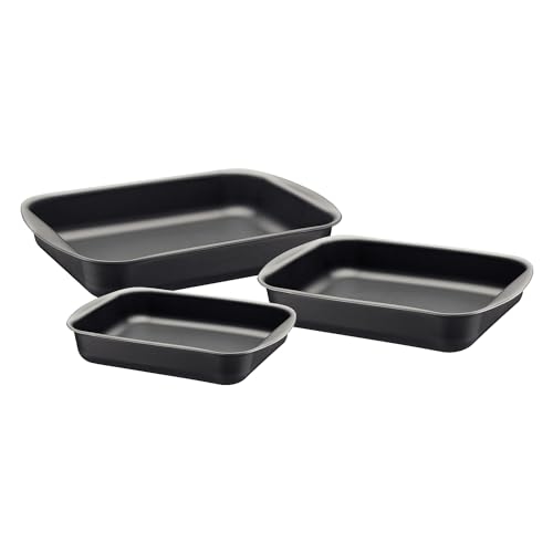 Jogo de Assadeiras de Alumínio com Revestimento Interno Antiaderente com 3 Peças, Grafite,... Jogo de Assadeiras de Alumínio com Revestimento Interno Antiaderente com 3 Peças, Grafite,...