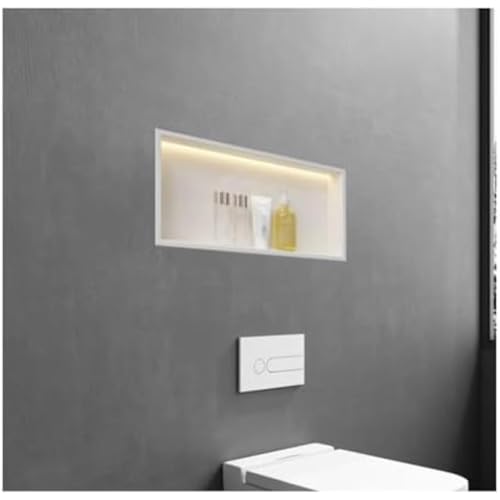 Bathroom Wall Niche Stainless Steel Shower Organizer with BuiltIn Light Large Capacity Bathroom Storage Solution Easy Install Caddy