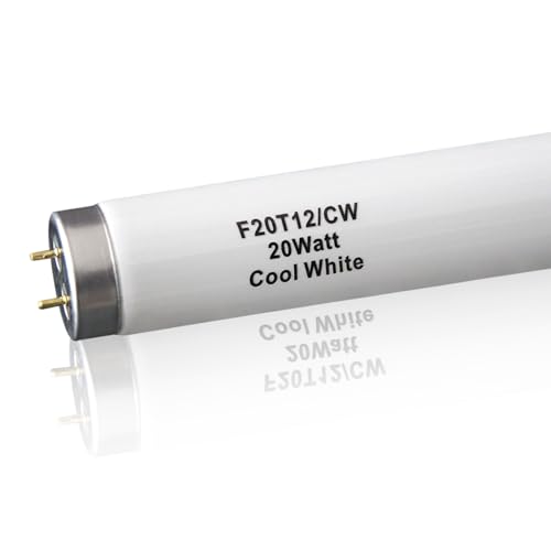 (6Pack) F20T12/CW 20 Watt Cool White 24Inch Fluorescent Light Bulbs T12 20W 24 Inch Fluorescent Tube 4100K Replacement for F20T12/CW/ALTO F20T12/CW/ECO F20T12/SP41/ECO G13 Base 1400 Lumens