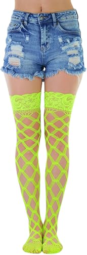 Image of ToBeInStyle Women's Multi-Strand Large Diamond Fence Net Thigh High Stockings