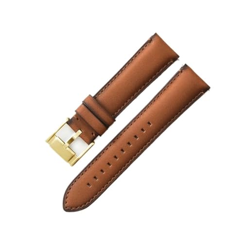 LANAPPTLTG Correa de reloj de cuero de 22mm apta for Fossil FTW1114/FS5151 correa de reloj accesorios de repuesto for reloj(Brown Black(L)-Gold,24mm)