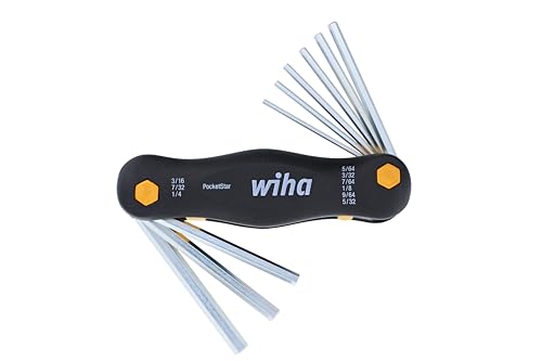 Wiha 35197 Inch Pocket Star Fold Up Key Set with Large Ergo Handle, 9-Piece