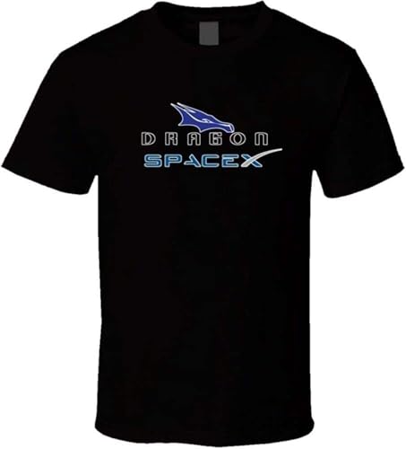 GZNDBFMEP Space X D~r~a~g~o~n SpaceLogo Elon Musk T Shirt Mens
