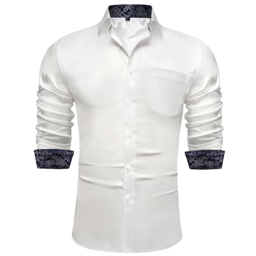 Chemise formelle en satin uni homme avec col patchwork chic taille M