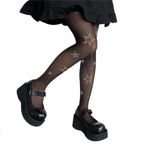Women's Fishnet Stockings Sparkly Rhinestone Tights Black Glitter Fishnets3