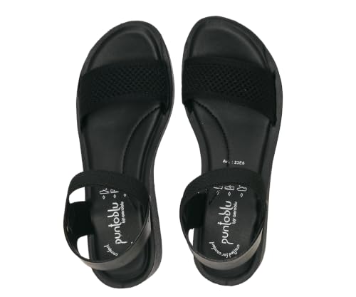 Image of puntoblu Cushion Comfort Platform Heel Sandals for Women | Comfortable Padded Footbed | Breathable Mesh | Slingback Closure | Anti-Skid & Durable Mid Heel Sandal for Girls