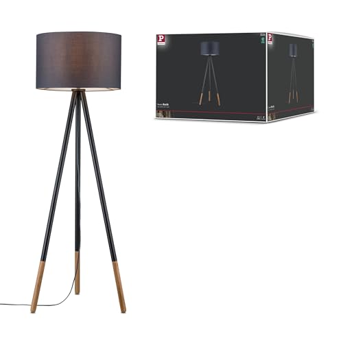 Paulmann 79633 Neordic Stehleuchte Rurik max. 1x20W Stehlampe für E27 Lampen Standleuchte mit Stoffschirm Grau/Holz 230V ohne Leuchtmittel