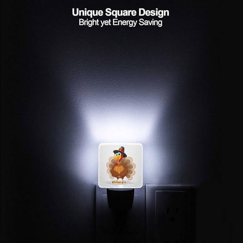 Image of LED Night Light Plug into Wall with Dusk to Dawn Light Sensor White Energy Efficient Thanksgiving Day Turkey Nightlight for Bedroom Bathroom Hallway Living Room Kitchen