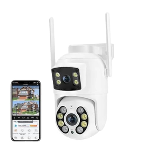 Videovigilancia, Cámara IP de Seguridad CCTV inalámbrica for Exteriores, con WiFi, detección Humana, Lente Dual, Doble Pantalla, 8MP y resolución 4K, cámara PTZ 4K y Doble Lente.(Add 128G)